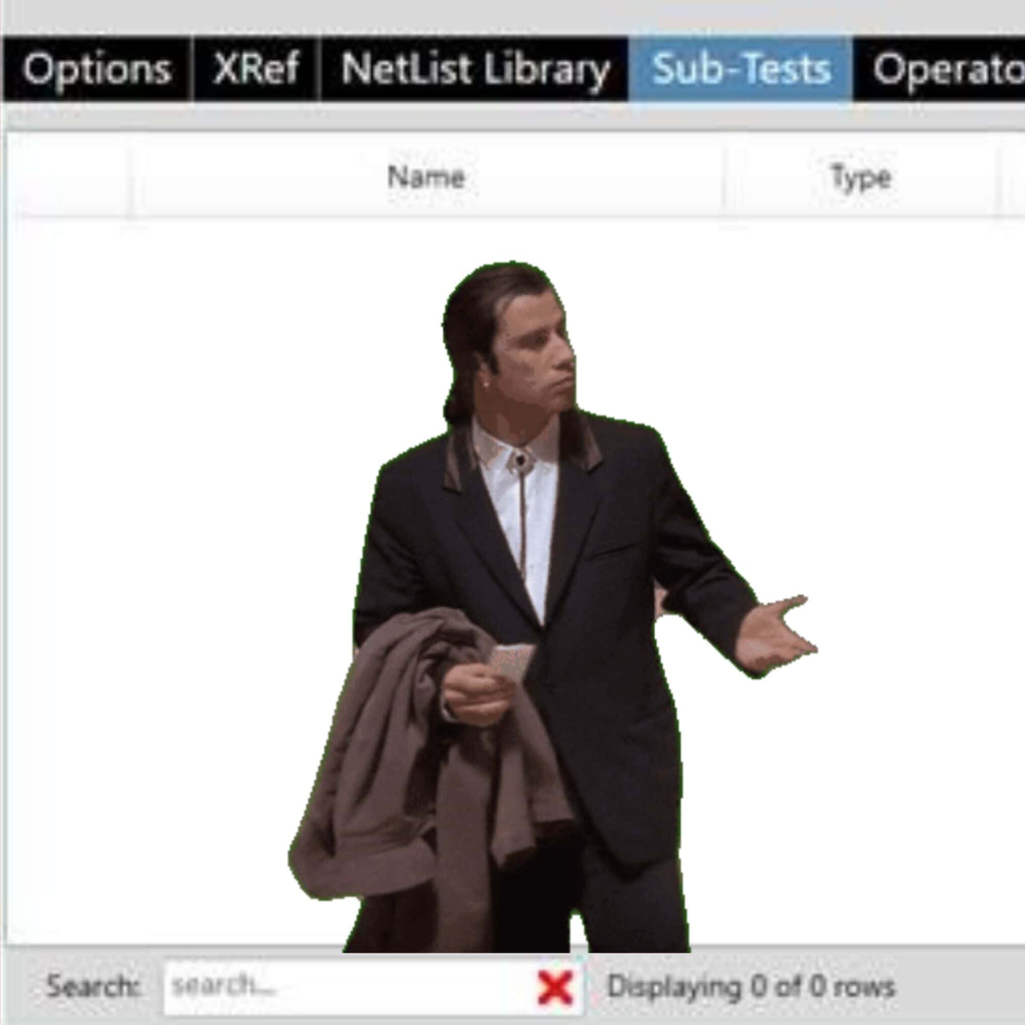 Meme showing John Travolta trying to locate something.