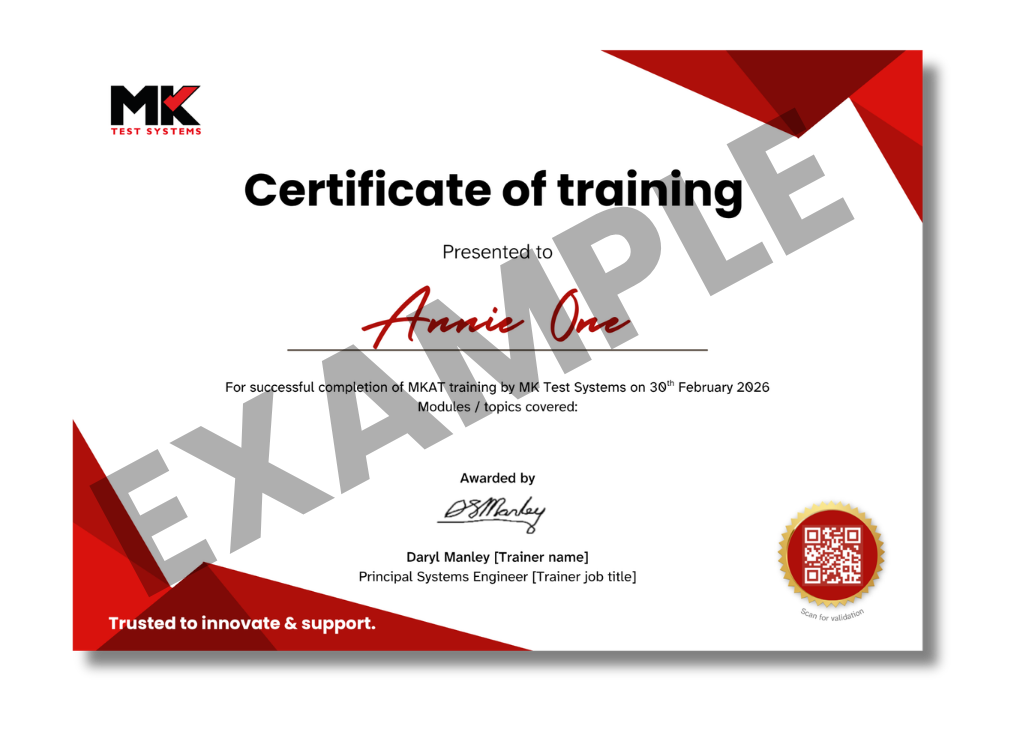 Example certificate